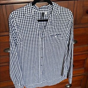 Kut from the Kloth Blue and White Checkered Button-Down Shirt